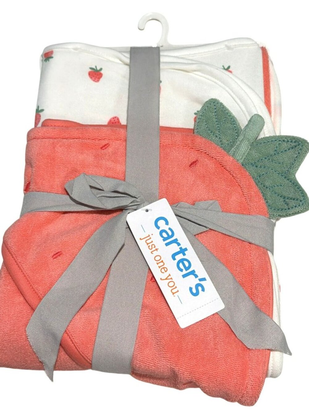 Carters Just One You Hooded Towel & Bath Towel Set Strawberry Design